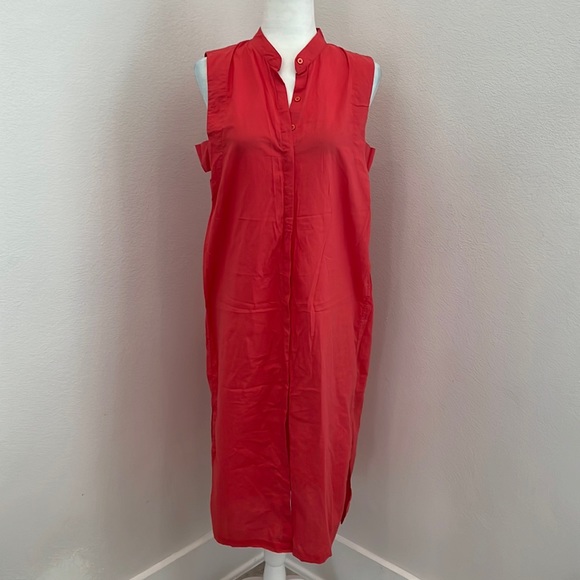 Cuyana Sleeveless Button Front Dress Womens Size M/L 100% Cotton‎ - Picture 1 of 14